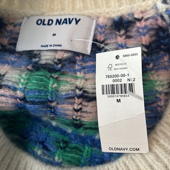 NWT Old Navy Fair Isle Crew Neck Women's Sweater navy blue size medium - Picture 8 of 9